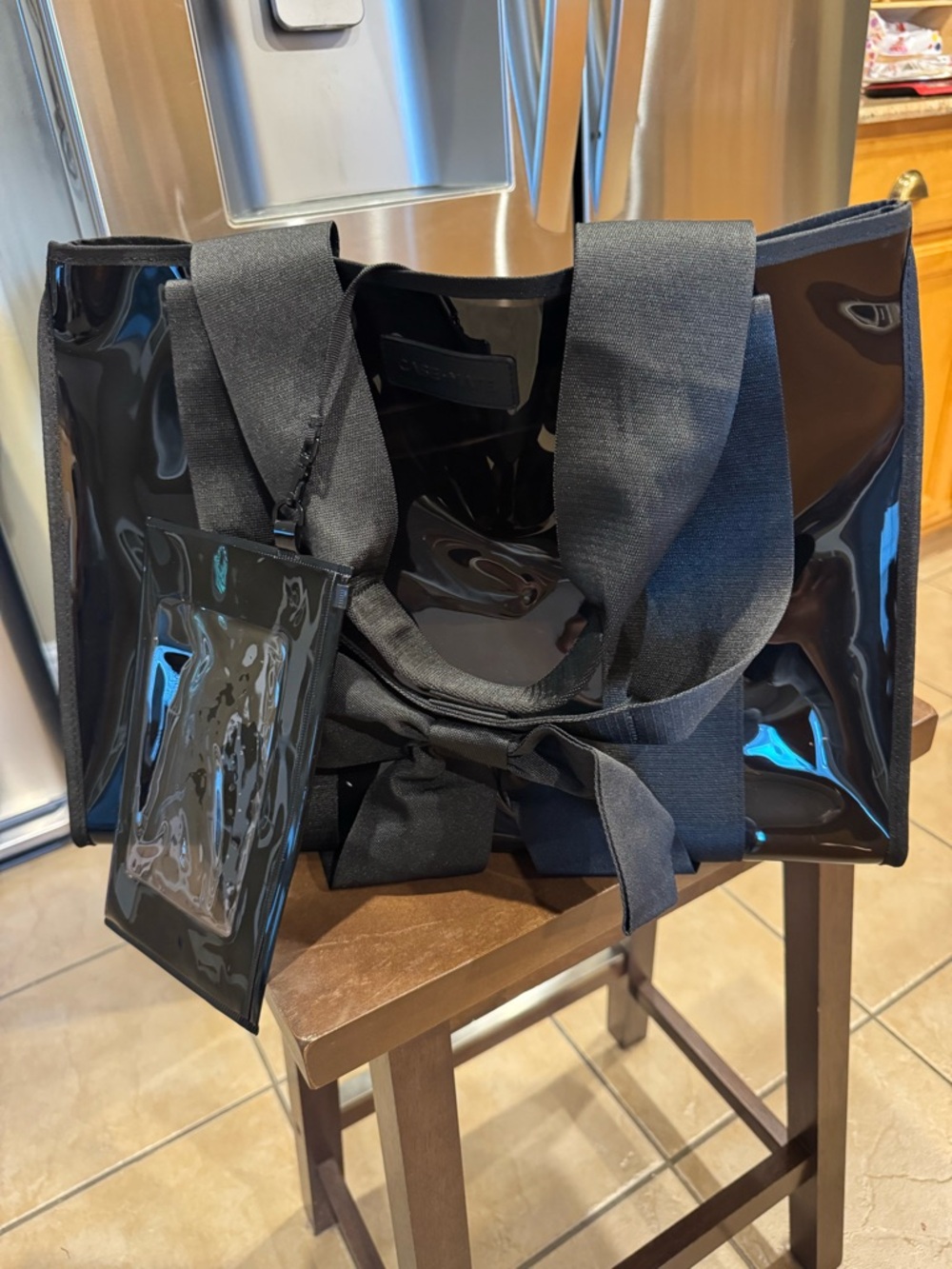 case-mate Black Tote Bag with Bow and Pouch - Picture 3 of 4